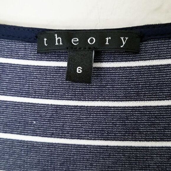 Theory Say I Dress 6 Navy and White Zip Front Nautical Drop Waist Preppy $275 - Picture 6 of 14